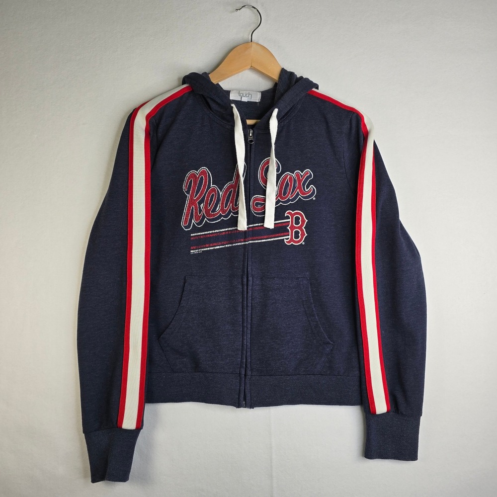 Touch Alyssa Milano Boston Red Sox Zip Up Hoodie Navy Blue Small MLB Striped